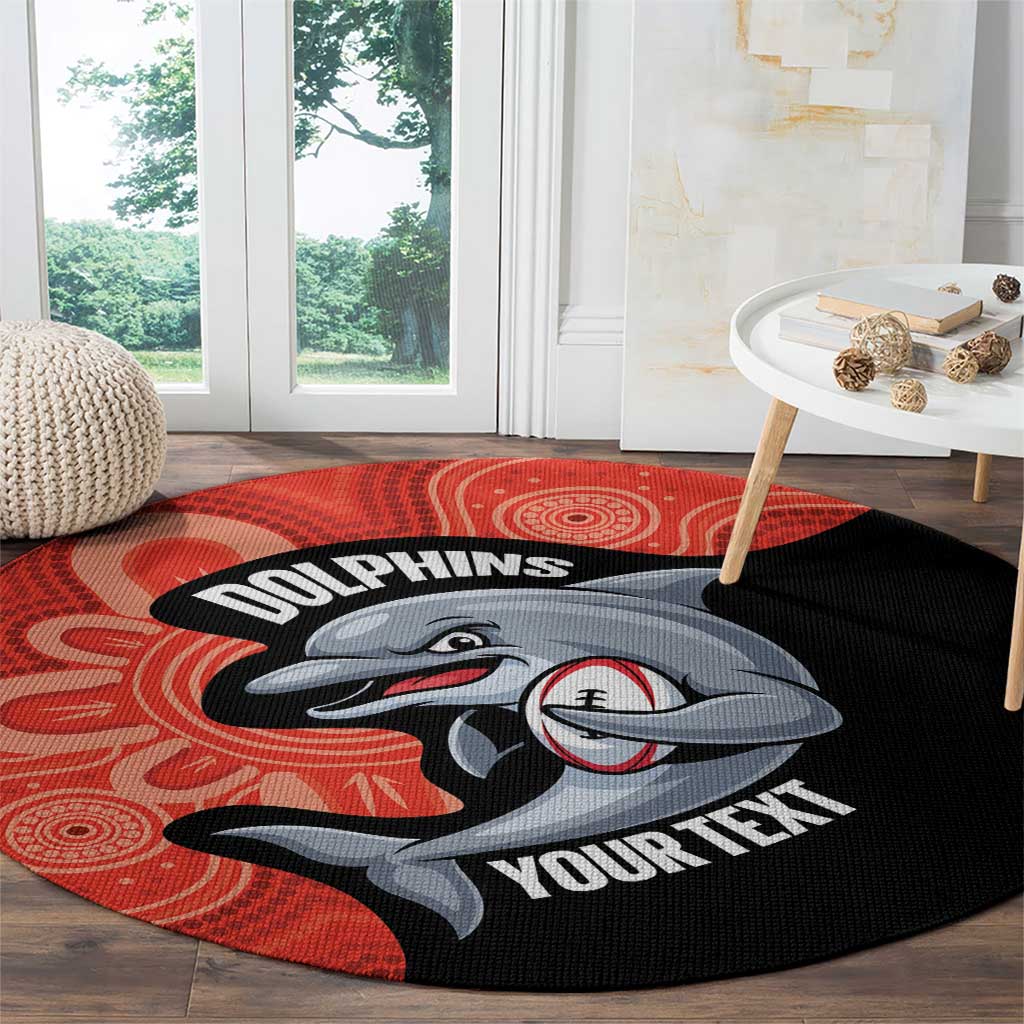 Redcliffe Rugby Custom Round Carpet Go Dolphins Aboriginal Art - Aussie Hoodie