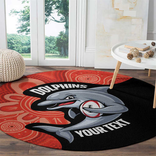 Redcliffe Rugby Custom Round Carpet Go Dolphins Aboriginal Art - Aussie Hoodie