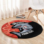 Redcliffe Rugby Custom Round Carpet Go Dolphins Aboriginal Art - Aussie Hoodie