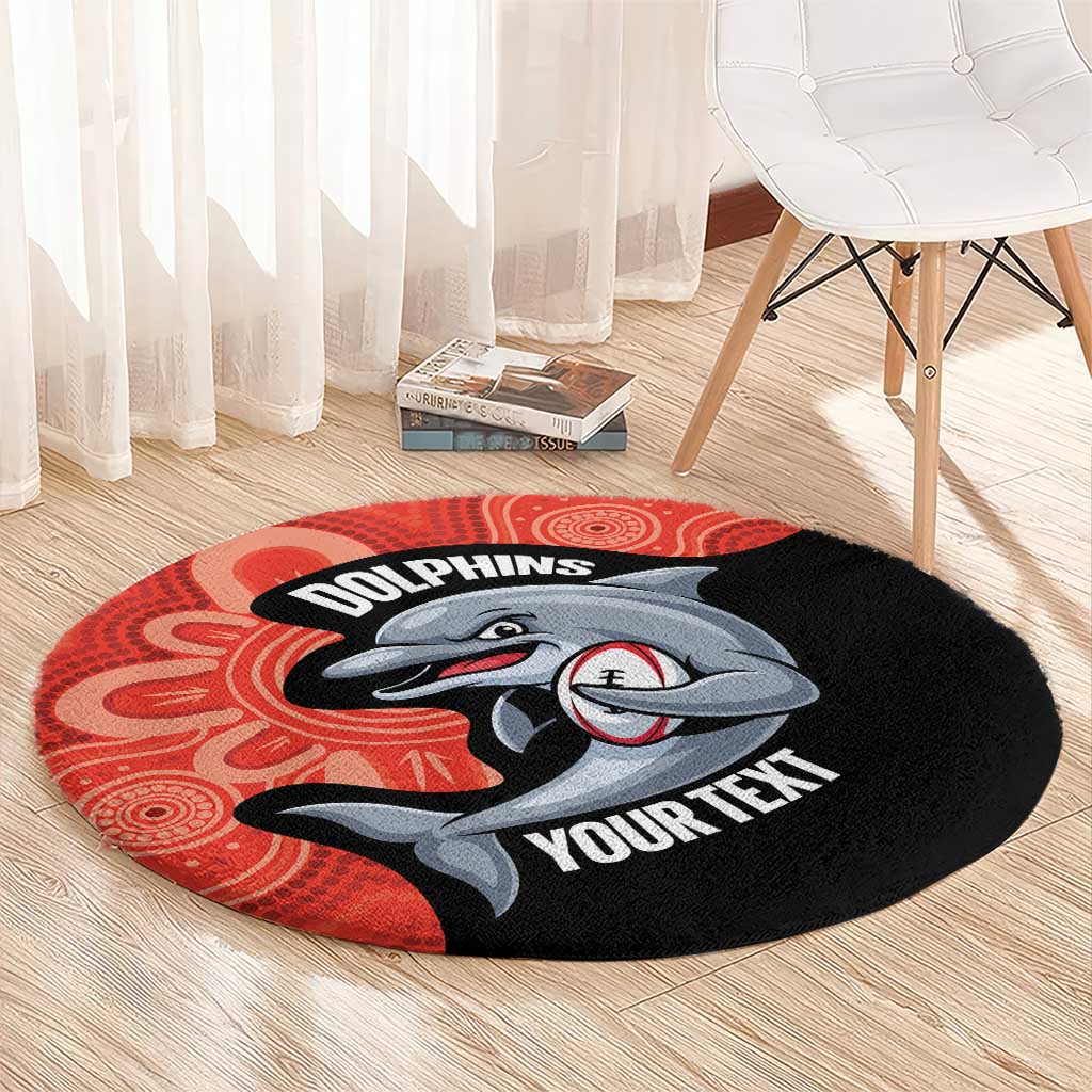 Redcliffe Rugby Custom Round Carpet Go Dolphins Aboriginal Art - Aussie Hoodie