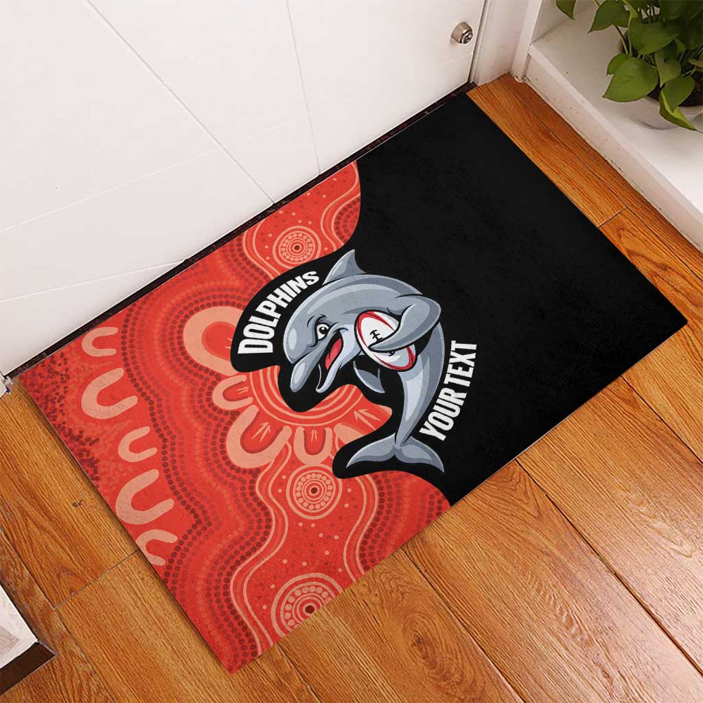 Redcliffe Rugby Custom Rubber Doormat Go Dolphins Aboriginal Art - Aussie Hoodie
