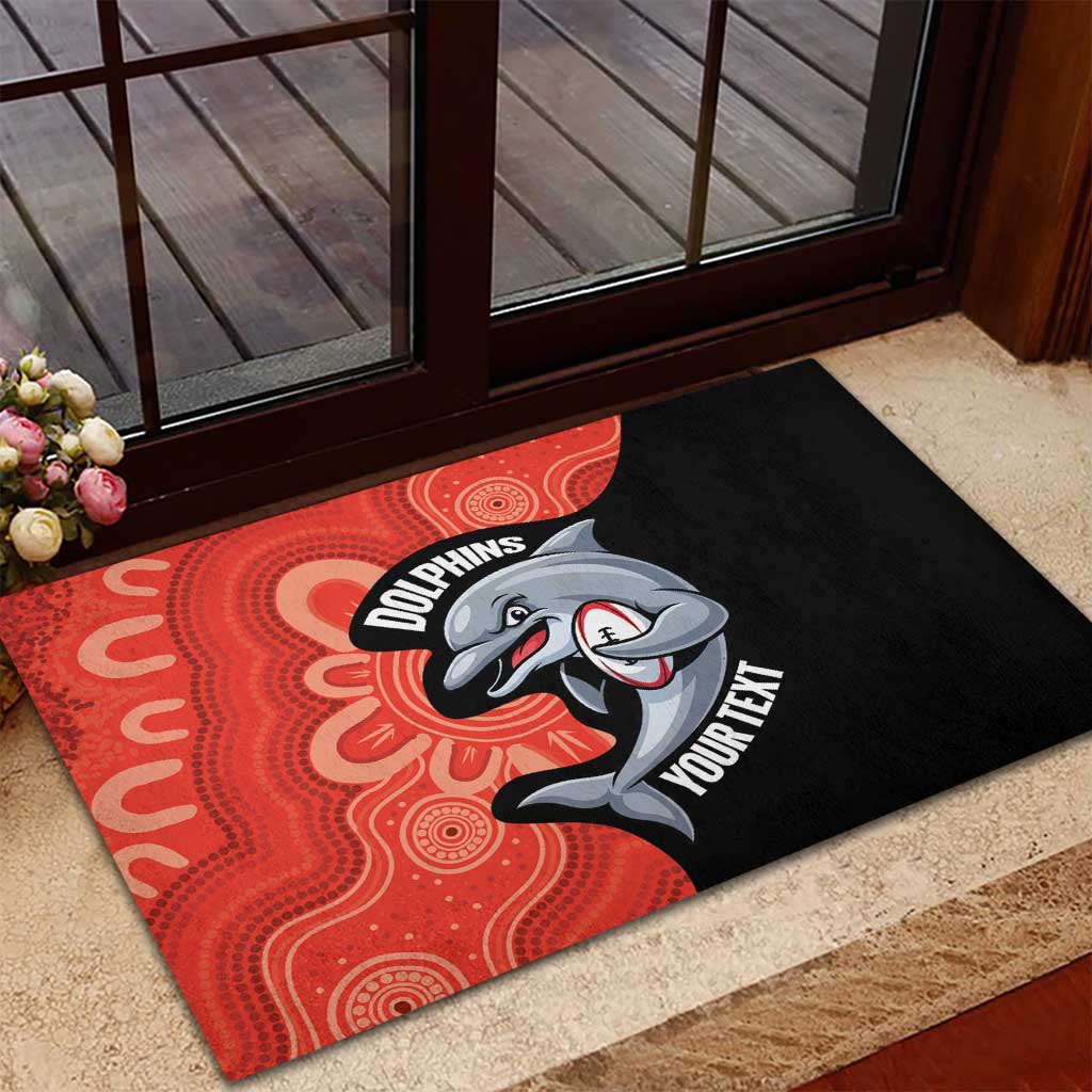 Redcliffe Rugby Custom Rubber Doormat Go Dolphins Aboriginal Art - Aussie Hoodie