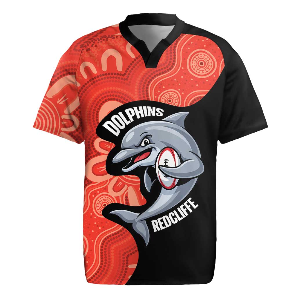 Redcliffe Rugby Custom Rugby Jersey Go Dolphins Aboriginal Art - Aussie Hoodie