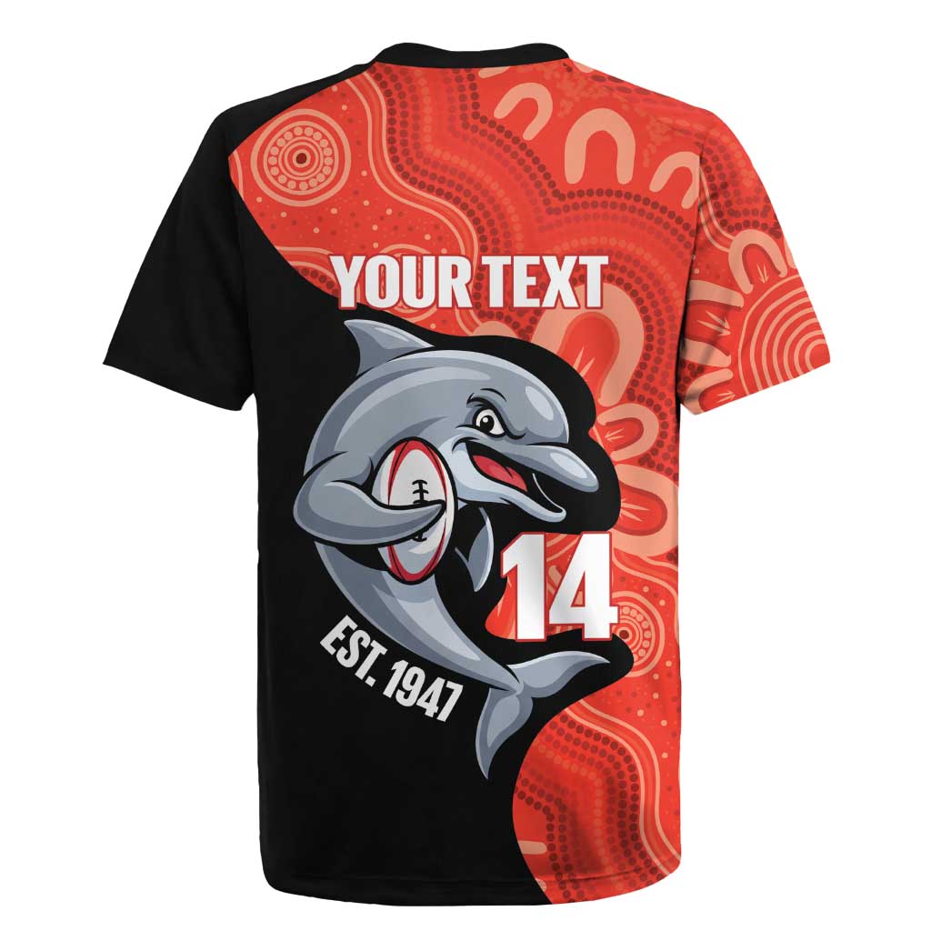 Redcliffe Rugby Custom Rugby Jersey Go Dolphins Aboriginal Art - Aussie Hoodie