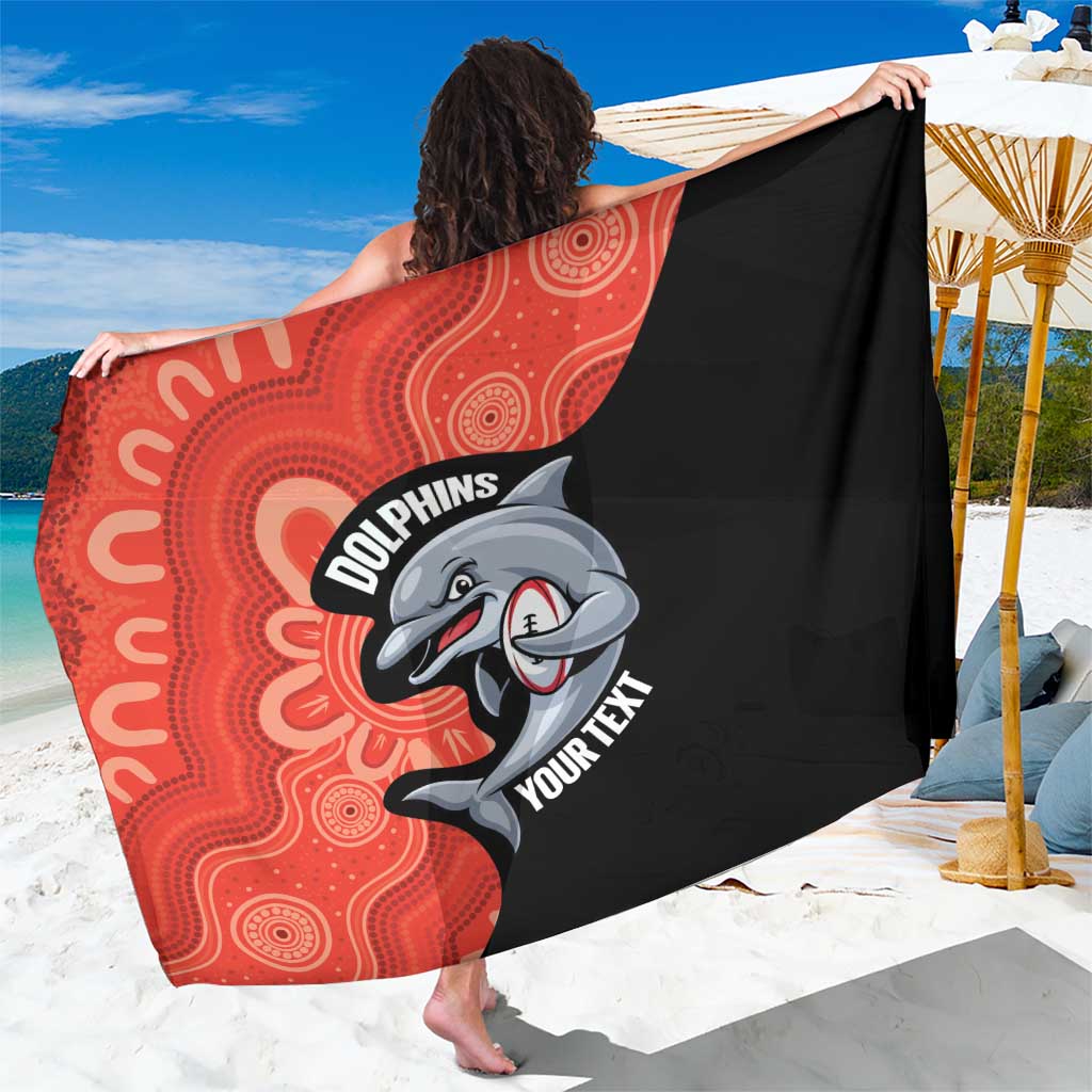 Redcliffe Rugby Custom Sarong Go Dolphins Aboriginal Art - Aussie Hoodie