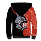 Redcliffe Rugby Custom Sherpa Hoodie Go Dolphins Aboriginal Art - Aussie Hoodie