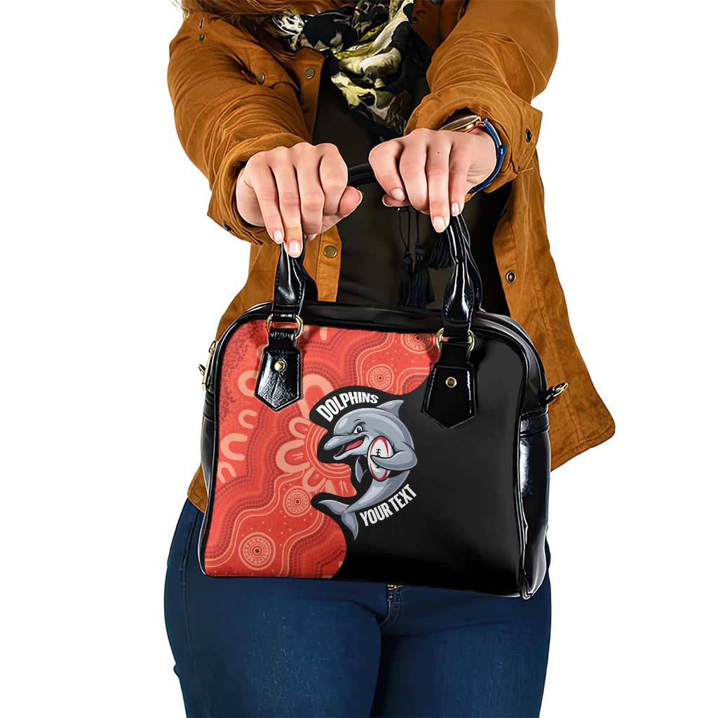 Redcliffe Rugby Custom Shoulder Handbag Go Dolphins Aboriginal Art - Aussie Hoodie