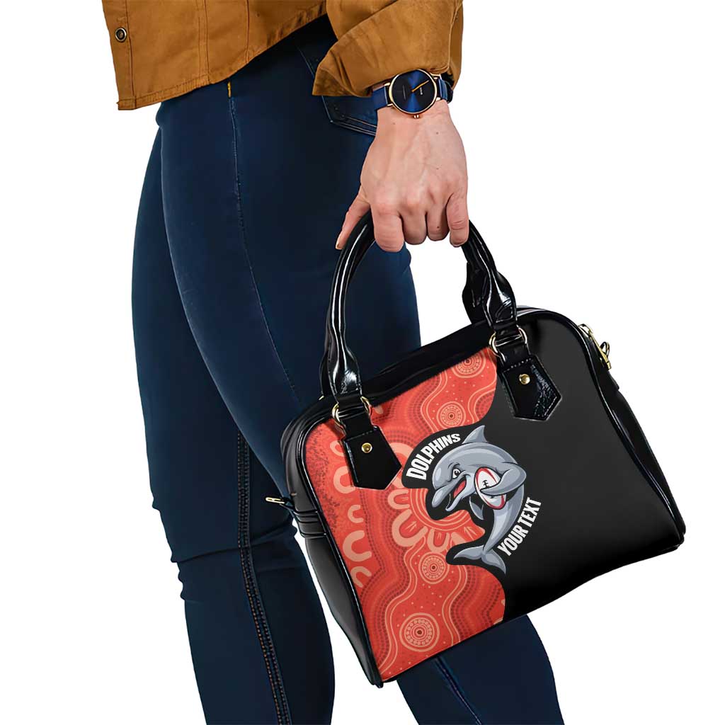 Redcliffe Rugby Custom Shoulder Handbag Go Dolphins Aboriginal Art - Aussie Hoodie