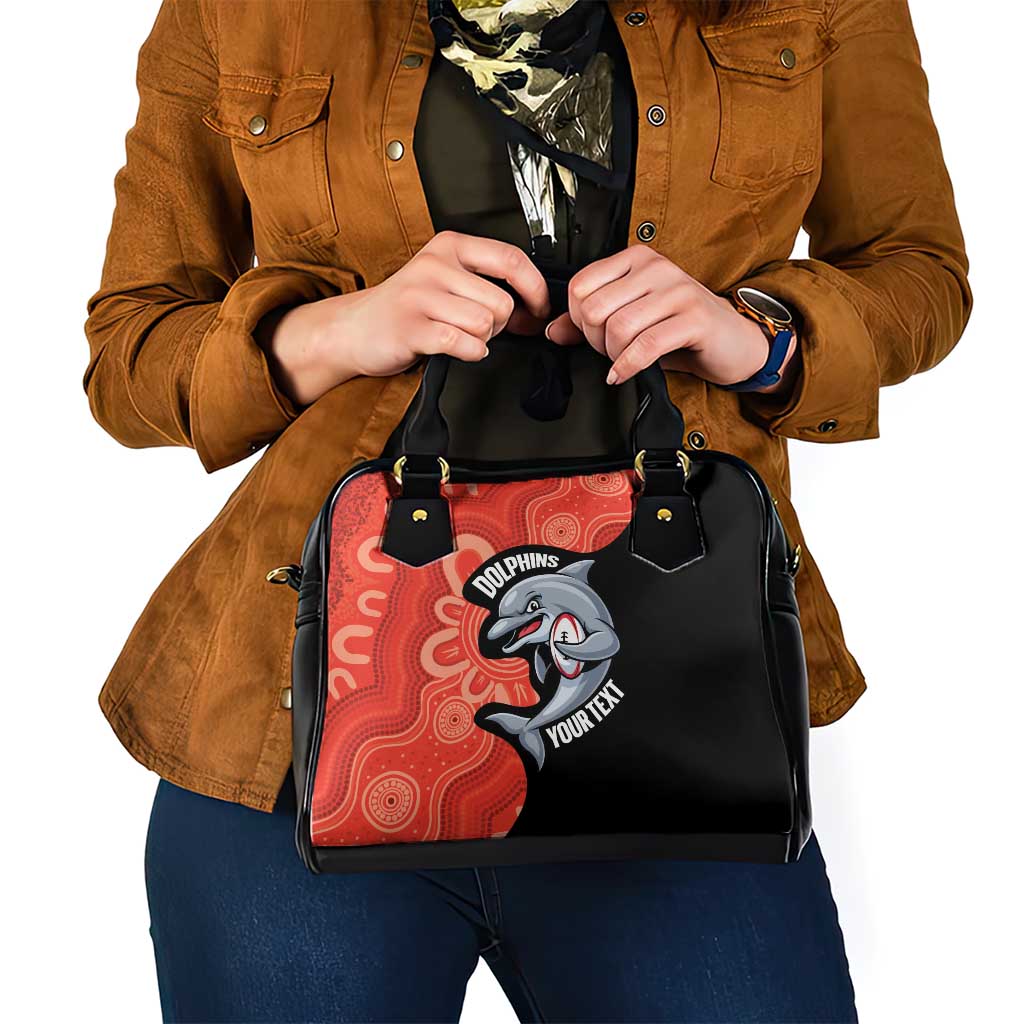 Redcliffe Rugby Custom Shoulder Handbag Go Dolphins Aboriginal Art - Aussie Hoodie