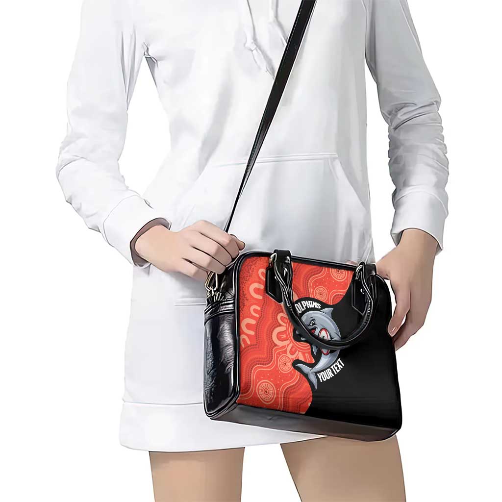 Redcliffe Rugby Custom Shoulder Handbag Go Dolphins Aboriginal Art - Aussie Hoodie