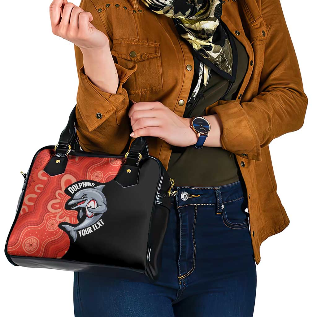 Redcliffe Rugby Custom Shoulder Handbag Go Dolphins Aboriginal Art - Aussie Hoodie