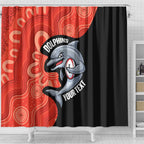 Redcliffe Rugby Custom Shower Curtain Go Dolphins Aboriginal Art - Aussie Hoodie