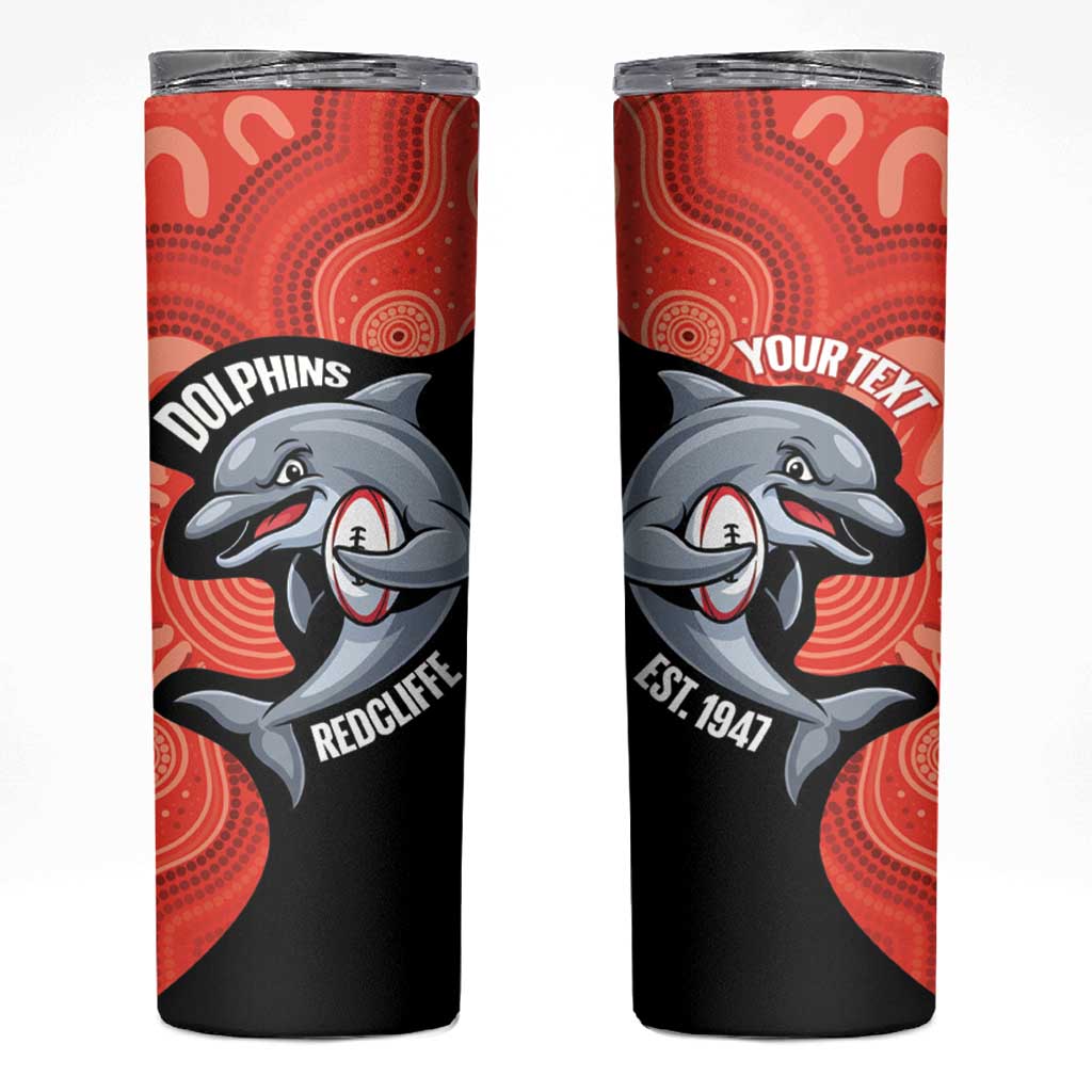 Redcliffe Rugby Custom Skinny Tumbler Go Dolphins Aboriginal Art - Aussie Hoodie