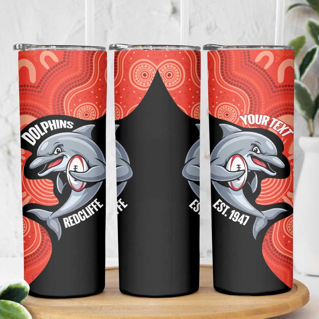 Redcliffe Rugby Custom Skinny Tumbler Go Dolphins Aboriginal Art - Aussie Hoodie