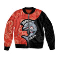 Redcliffe Rugby Custom Sleeve Zip Bomber Jacket Go Dolphins Aboriginal Art - Aussie Hoodie