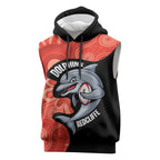 Redcliffe Rugby Custom Sleeveless Hoodie Go Dolphins Aboriginal Art - Aussie Hoodie