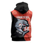 Redcliffe Rugby Custom Sleeveless Hoodie Go Dolphins Aboriginal Art - Aussie Hoodie
