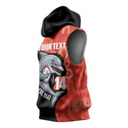 Redcliffe Rugby Custom Sleeveless Hoodie Go Dolphins Aboriginal Art - Aussie Hoodie
