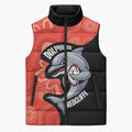Redcliffe Rugby Custom Sleeveless Puffer Jacket Go Dolphins Aboriginal Art - Aussie Hoodie