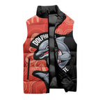 Redcliffe Rugby Custom Sleeveless Puffer Jacket Go Dolphins Aboriginal Art - Aussie Hoodie