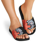 Redcliffe Rugby Custom Slide Sandals Go Dolphins Aboriginal Art - Aussie Hoodie