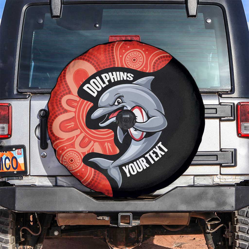 Redcliffe Rugby Custom Spare Tire Cover Go Dolphins Aboriginal Art - Aussie Hoodie