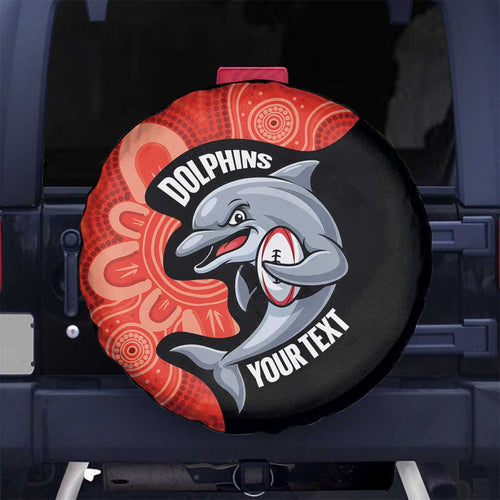 Redcliffe Rugby Custom Spare Tire Cover Go Dolphins Aboriginal Art - Aussie Hoodie