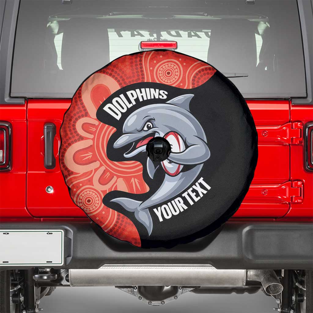 Redcliffe Rugby Custom Spare Tire Cover Go Dolphins Aboriginal Art - Aussie Hoodie