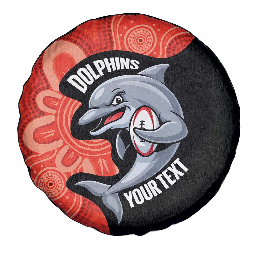 Redcliffe Rugby Custom Spare Tire Cover Go Dolphins Aboriginal Art - Aussie Hoodie