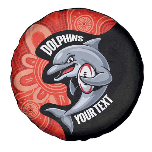 Redcliffe Rugby Custom Spare Tire Cover Go Dolphins Aboriginal Art - Aussie Hoodie