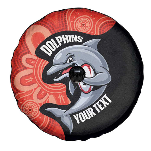 Redcliffe Rugby Custom Spare Tire Cover Go Dolphins Aboriginal Art - Aussie Hoodie