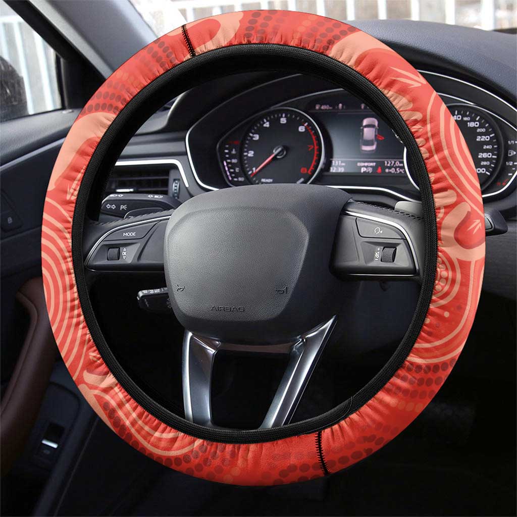 Redcliffe Rugby Steering Wheel Cover Go Dolphins Aboriginal Art - Aussie Hoodie