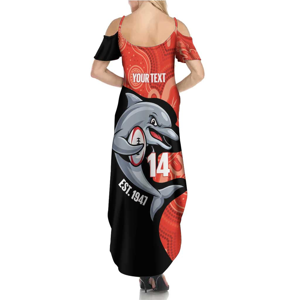 Redcliffe Rugby Custom Summer Maxi Dress Go Dolphins Aboriginal Art - Aussie Hoodie