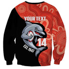 Redcliffe Rugby Custom Sweatshirt Go Dolphins Aboriginal Art - Aussie Hoodie