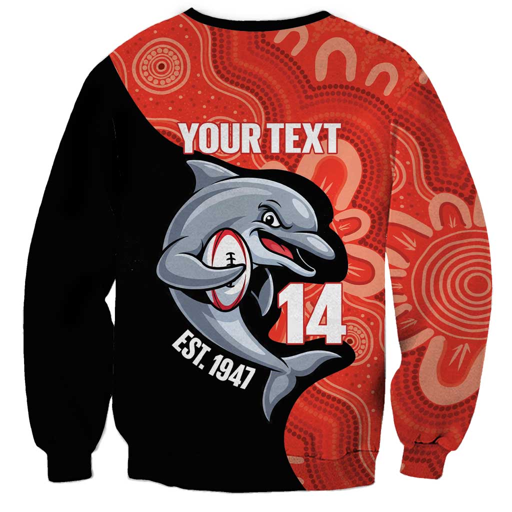 Redcliffe Rugby Custom Sweatshirt Go Dolphins Aboriginal Art - Aussie Hoodie