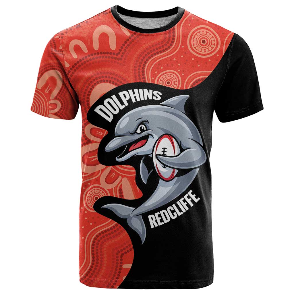 Redcliffe Rugby Custom T Shirt Go Dolphins Aboriginal Art - Aussie Hoodie