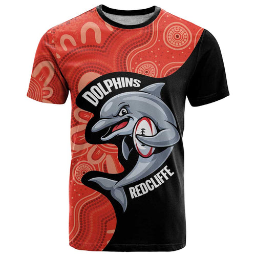 Redcliffe Rugby Custom T Shirt Go Dolphins Aboriginal Art - Aussie Hoodie