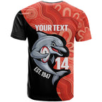 Redcliffe Rugby Custom T Shirt Go Dolphins Aboriginal Art - Aussie Hoodie