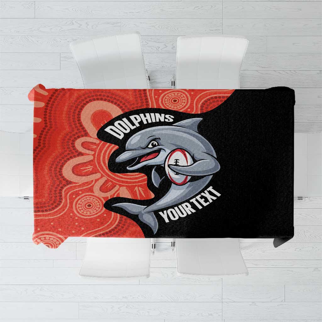 Redcliffe Rugby Custom Tablecloth Go Dolphins Aboriginal Art - Aussie Hoodie