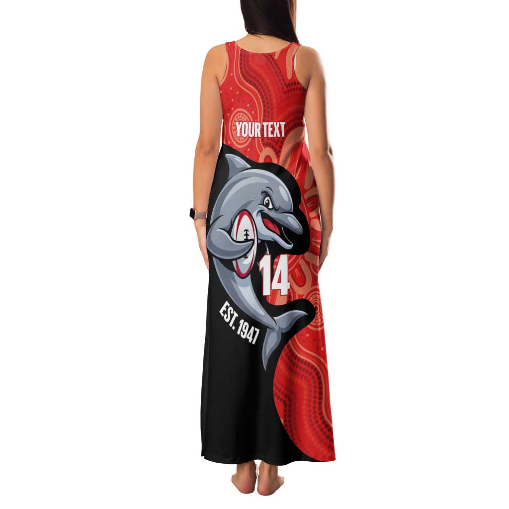 Redcliffe Rugby Custom Tank Maxi Dress Go Dolphins Aboriginal Art - Aussie Hoodie