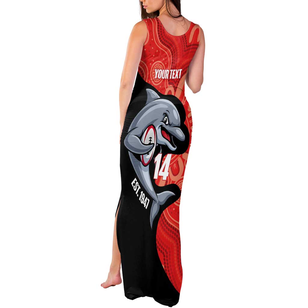 Redcliffe Rugby Custom Tank Maxi Dress Go Dolphins Aboriginal Art - Aussie Hoodie