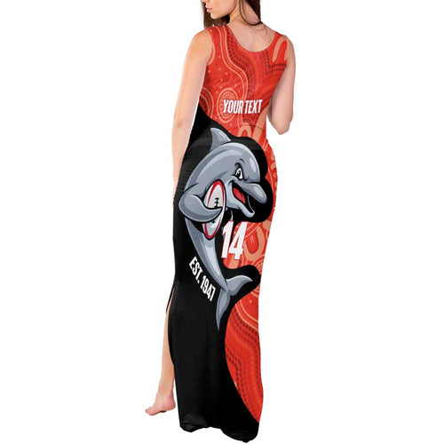 Redcliffe Rugby Custom Tank Maxi Dress Go Dolphins Aboriginal Art - Aussie Hoodie