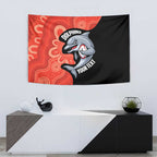 Redcliffe Rugby Custom Tapestry Go Dolphins Aboriginal Art - Aussie Hoodie
