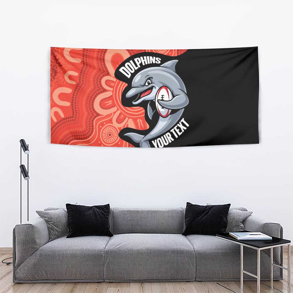 Redcliffe Rugby Custom Tapestry Go Dolphins Aboriginal Art - Aussie Hoodie