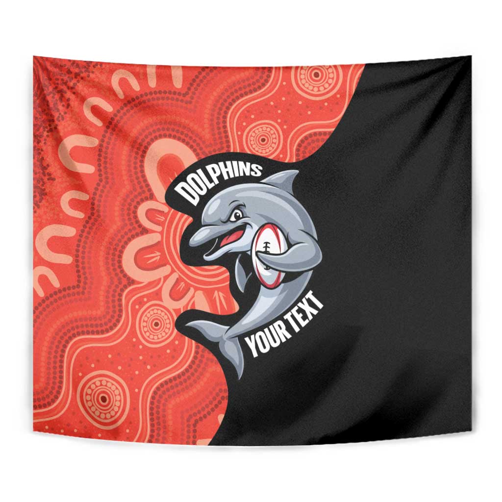 Redcliffe Rugby Custom Tapestry Go Dolphins Aboriginal Art - Aussie Hoodie