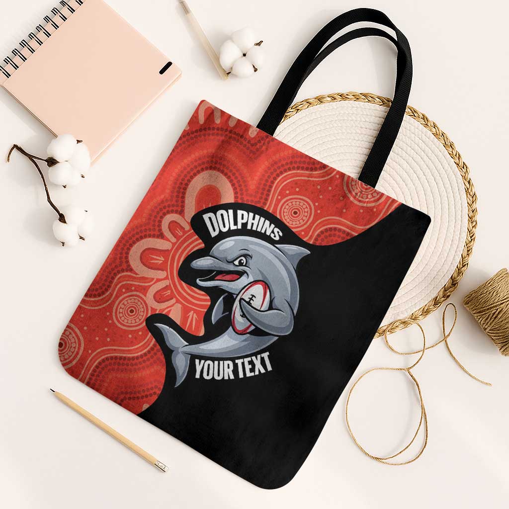 Redcliffe Rugby Custom Tote Bag Go Dolphins Aboriginal Art - Aussie Hoodie