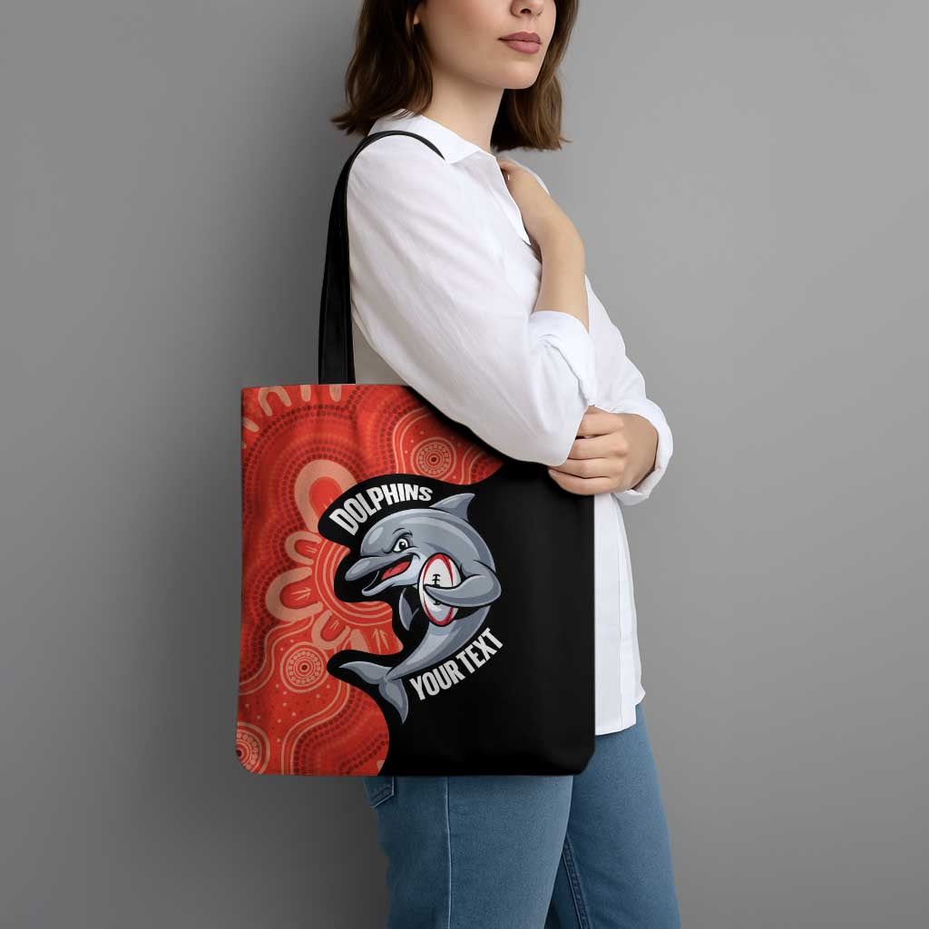 Redcliffe Rugby Custom Tote Bag Go Dolphins Aboriginal Art - Aussie Hoodie