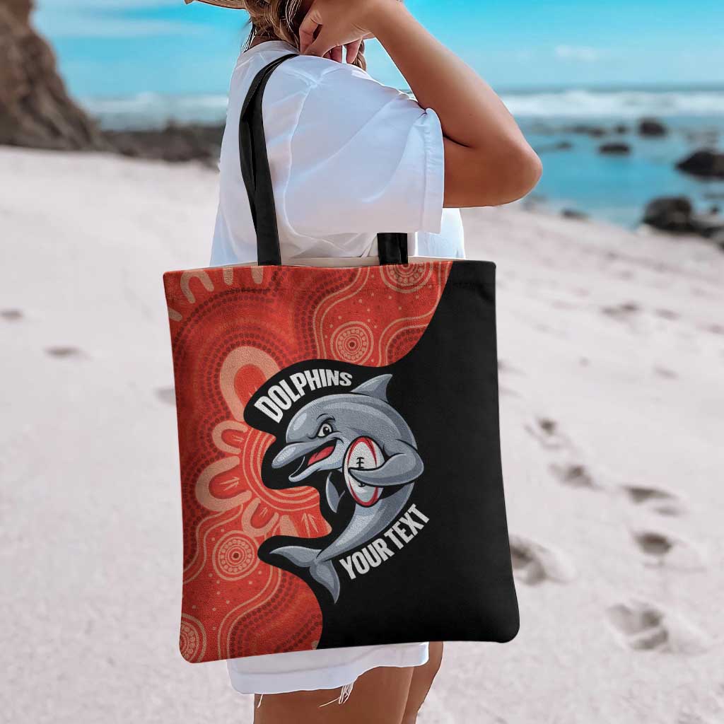 Redcliffe Rugby Custom Tote Bag Go Dolphins Aboriginal Art - Aussie Hoodie