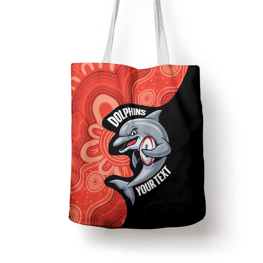 Redcliffe Rugby Custom Tote Bag Go Dolphins Aboriginal Art - Aussie Hoodie