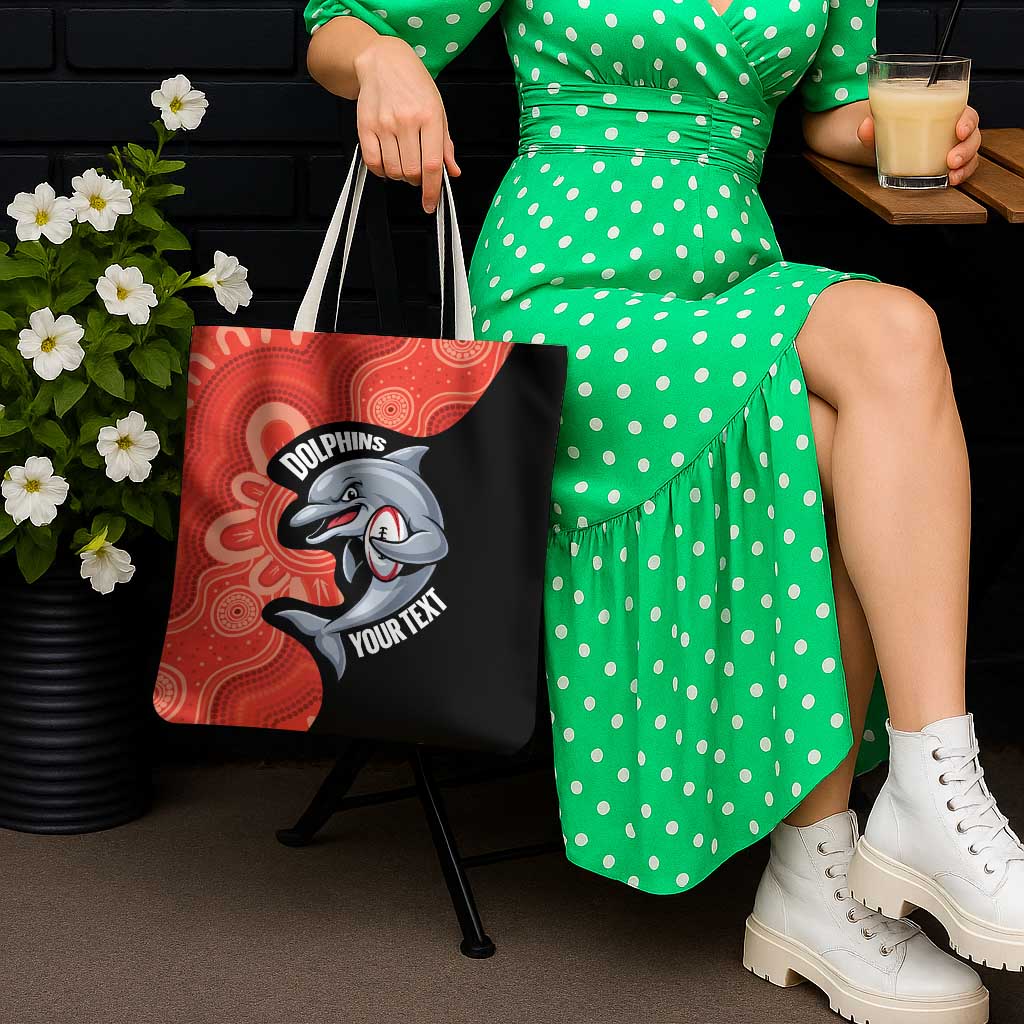 Redcliffe Rugby Custom Tote Bag Go Dolphins Aboriginal Art - Aussie Hoodie